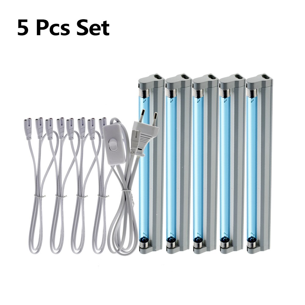220V 110V Germicidal Light T5 Tube UVC Quartz Ultraviolet Lamps UV Sterilizer Kill Dust Mite UV Ozone Bactericidal Lamp for Home: 5pcs Set / 110V - US Plug