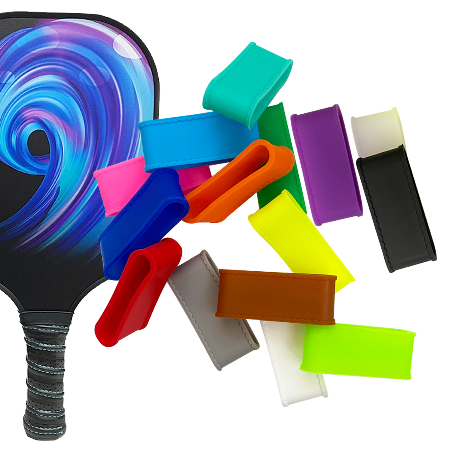 15PCS Tennis racket handle, silicone ring, multi-color fixed tennis grip, rubber ring