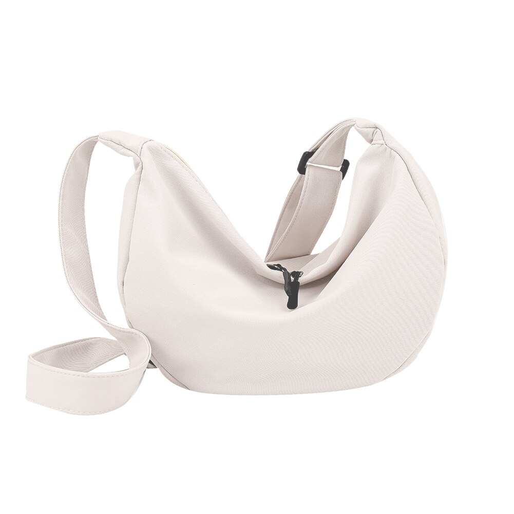 Eenvoudige, veelzijdige tas voor dames, schoudertas van canvas met grote capaciteit, hobo-crossbodytas voor dames: Wit
