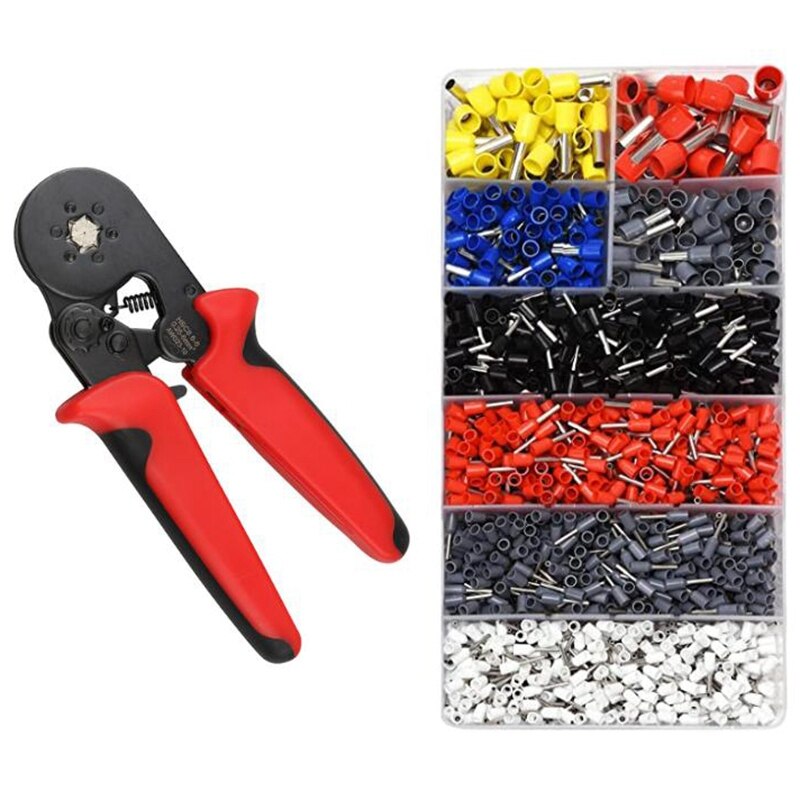 Ferrule Curl Tool Wire Pliers-1800 Piece Wire Ferrule with Reel Plier Kit for Electricians, Adjustable Ratchet Tool with Termina