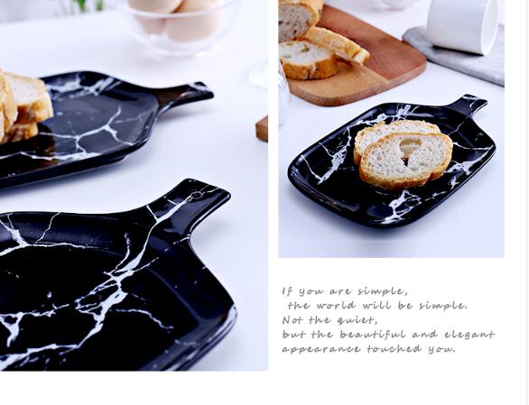 Preto grão de mármore da cozinha louça pratos pratos Placa bandeja de comida simples decoração utensílios de cozinha salada bandeja