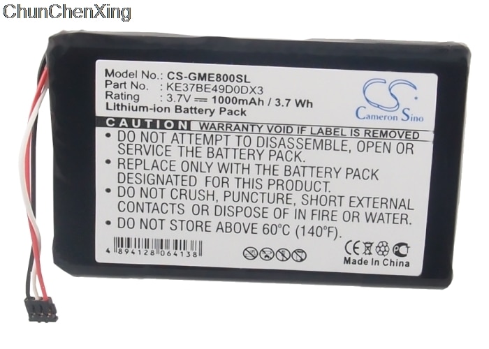 Cameron Sino GPS Battery - 1000mAh Rechargeable for Garmin Edge 800, 810