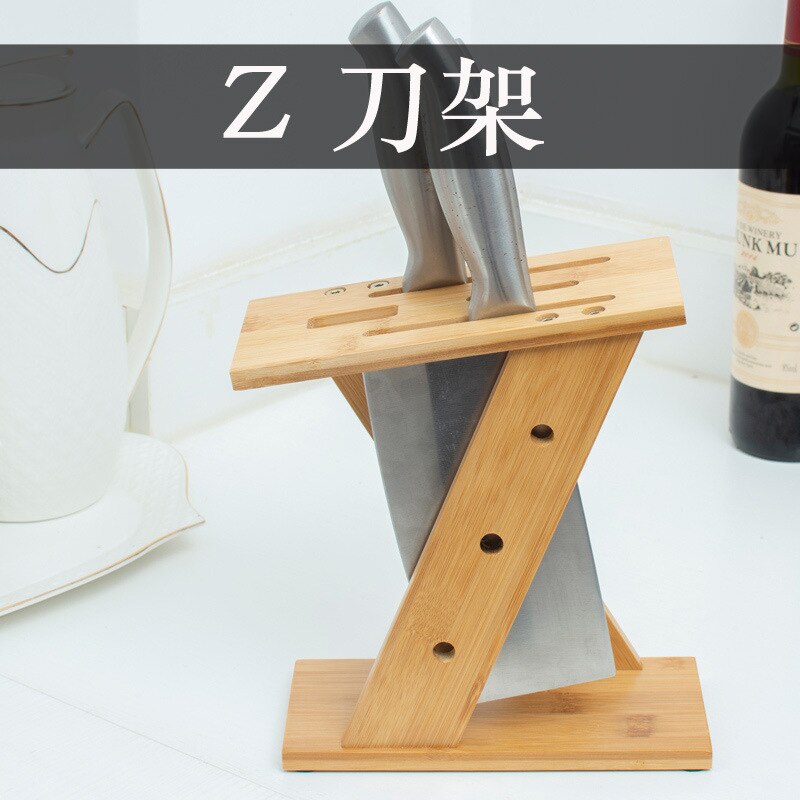 Nanzhu knife stand solid wood kitchen knife stand hollow out ventilation kitchen supplies multi-functional bamboo rack: 2