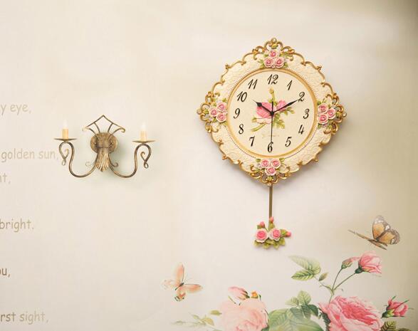021025 europewall klockor rosor vardagsrum sovrum stum klocka harts klockor, saat, orologio, parete, morden