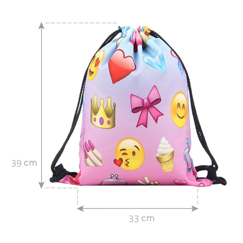 Hemp leaves backpack drawstring BAGS drawstring 3D printing softback bags Women's shoulder bag knapsack women Femtie