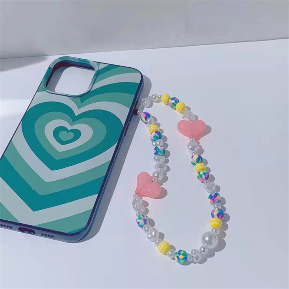 2022 Mobile Phone Charm Beads Anti-loss Telephone Lanyard Jewelry For Women Heart Mobile Phone Chains Accessories