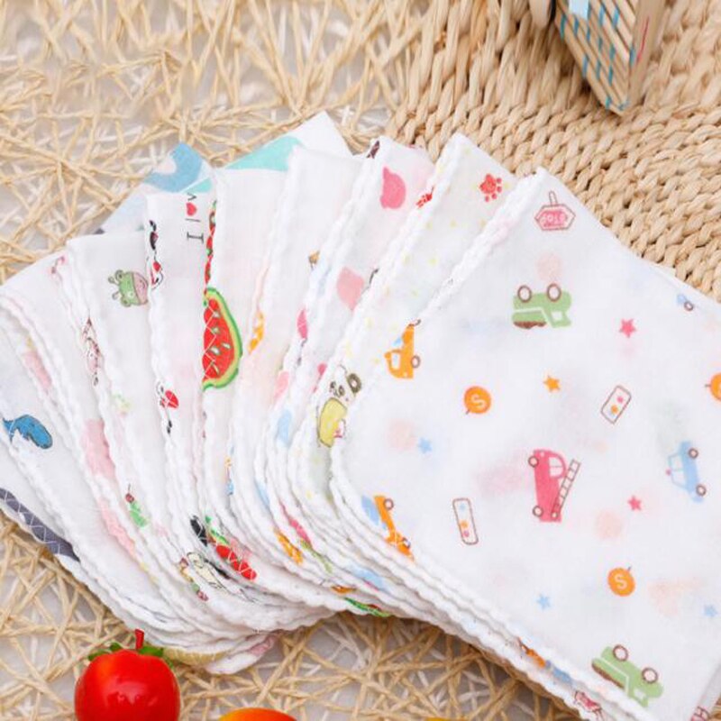 5Pcs Mini 100% Katoen Gedrukt Cartoon Zakdoek Vierkante 30Cm Handdoek Kinderen Zakdoeken Kinderen Washandje Keuken Handdoek