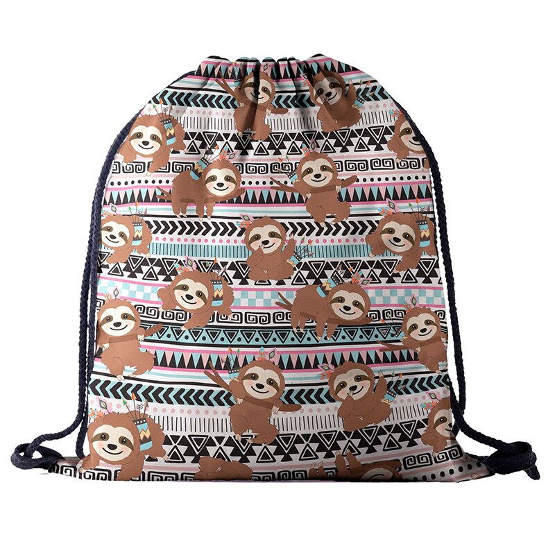 Rygsæk snoretræk tasker snøre 3d tryk rejse softback herre tasker unisex dame skuldertaske rygsæk regnbue: Bpa 701048
