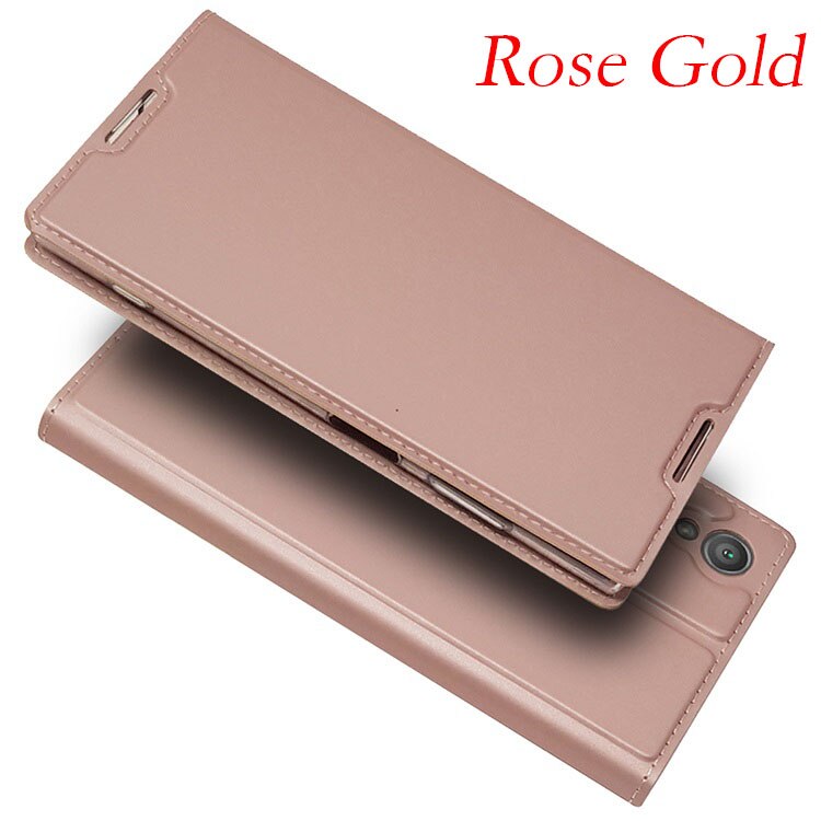 Flip deksel for sony xperia  xa1 veske pu lær kortspor stativ lommebokveske for sony xperia  xa1 plus  xa 1 plus telefon vesker carcasa: Rose gull / For sony xperia  xa1