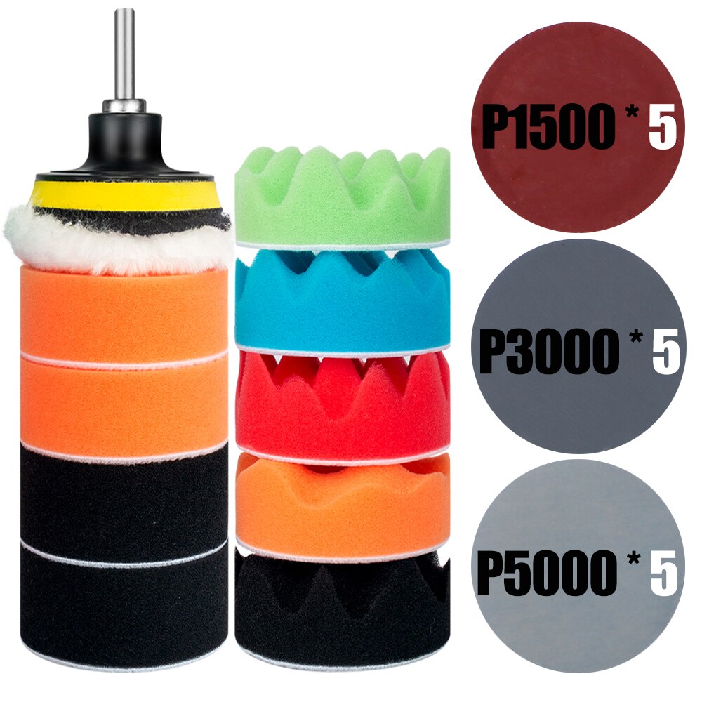 3 Inch Car Polishing Kit Polish Pad Car Polish Buffing Pad Abrasive Disc Sponge Foam Pads Polisher For Headlight Refurbish: 17