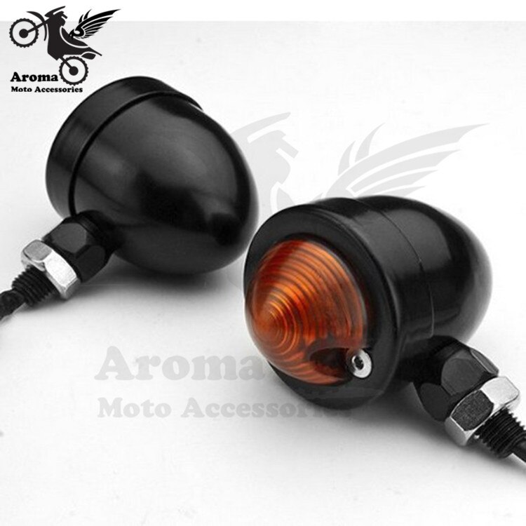 Zwart zilver retro onderdelen motorfiets richtingaanwijzer voor Harley Davidson indicator amber scooter blinker lamp moto flashers