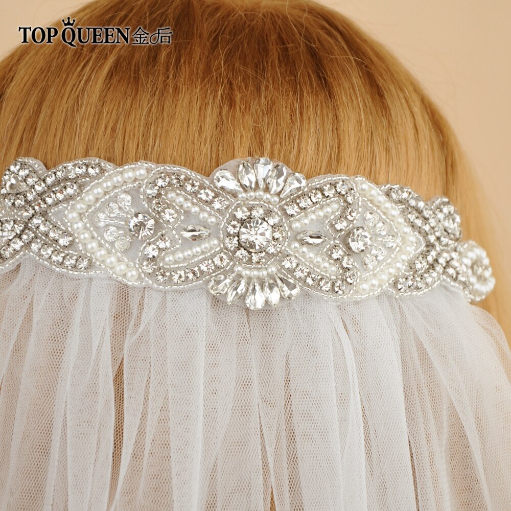 Topqueen VS208 Bruiloft Sluier Bruid Sluier Bruiloft Decoratie Ivoor Rhinestone Bead Meisje Sluier Lange Sluier Sluiers Bruids Korte Sluier