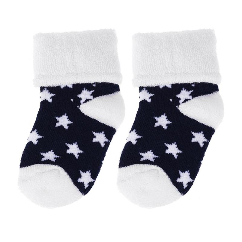 oferta destacada calcetines de bebé de invierno niños recién nacidos pila de bucle de algodón lindo suave grueso calcetines de bebé calcetines de los pies: Navy Blue M