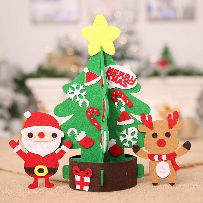 3D bricolage feutre arbre de noël avec éclairage maison décoration de noël enfant de noël jouets nouvel an Navidad décorations de noël