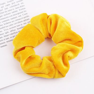 Nueva terciopelo dorado mujeres color puro salvaje intestino grueso pelo elástico deportes danza Scrunchie niñas accesorios para el cabello: YELLOW