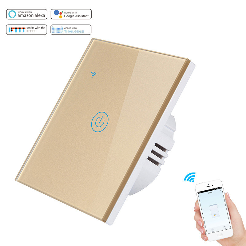 No Neutral Wire Smart WiFi Wall Light Switch Timer Wall Touch voice APP Remote Control 1/2/3 Gang for Alexa Google EU Style