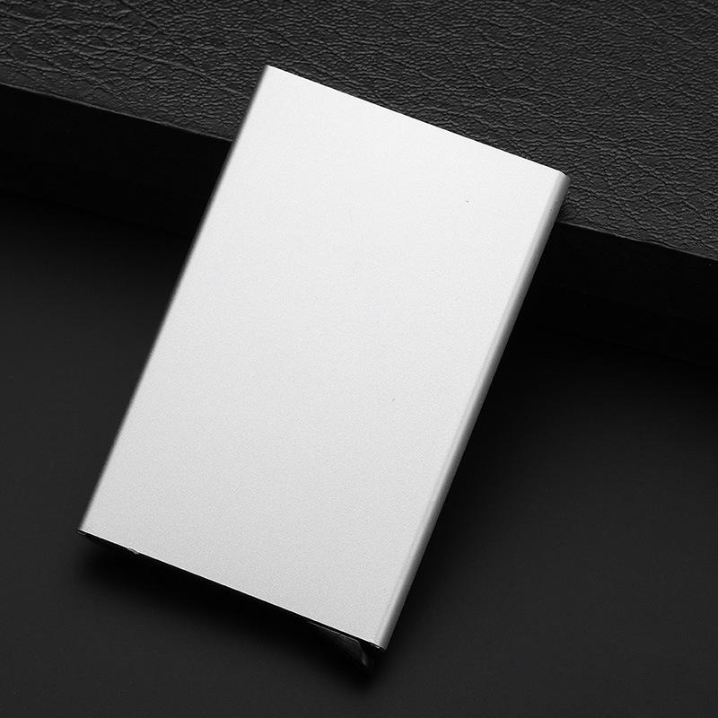 Anti-Diefstal Id Credit Kaarthouder Porte Carte Dunne Aluminium Metalen Portefeuilles Pocket Case Bank Vrouwen Mannen Credit Card doos: Silver
