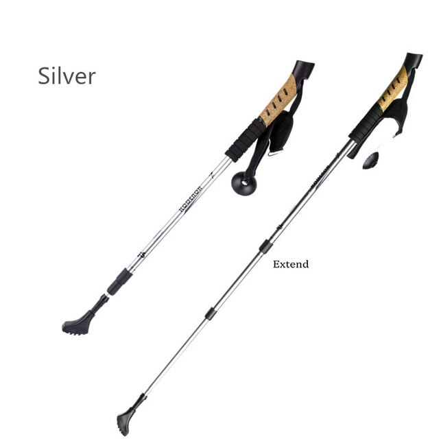 2-pcs Pack Trekking Poles Adjustable Hiking or Walking Sticks Lightweight Aluminum Walking Poles: silver