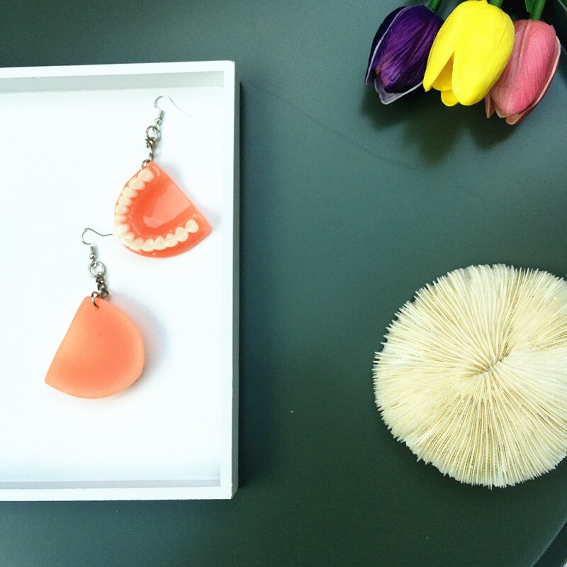 Funny Cool Punk Exaggerated False Tooth Earrings for Women Trendy Individualized Dangle Earrings Jewelry Female