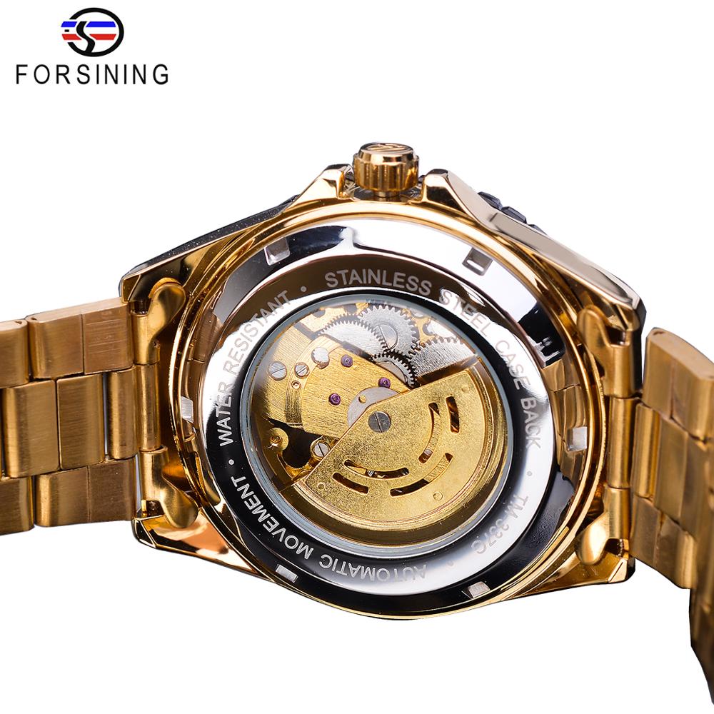 Forsining Mechanische Heren Horloges Top Brand Luxe Automatische Man Horloges Golden Rvs Waterdichte Lichtgevende Handen Klok