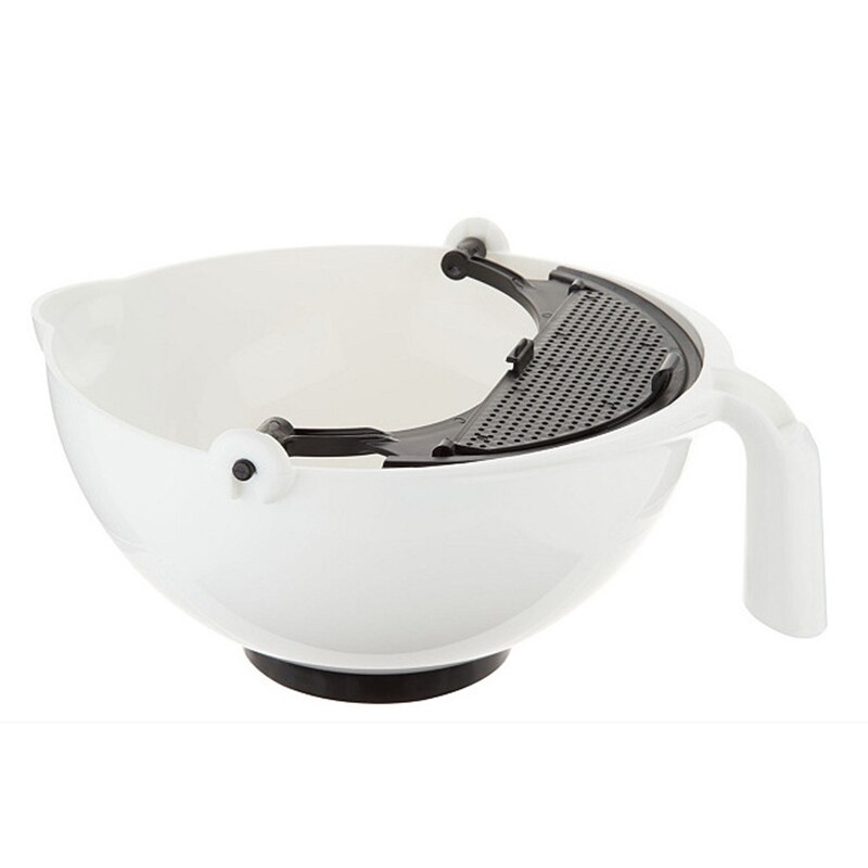 Panier de vidange ménager bol de mélange multifonctionnel avec spatule, saladier en plastique, bols de mélange multi-usages, accessoire de cuisine: White