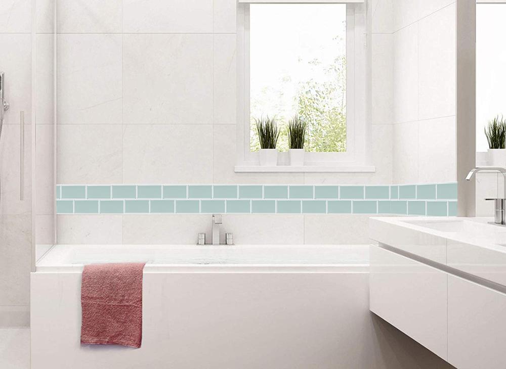 5 sheets -- Small Subway Tiles Strip Waterproof Bathroom Wall Sticker