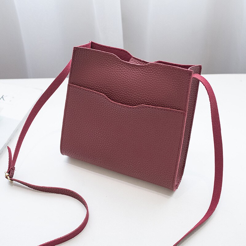 Kvinder solid lille pakke skulder besked crossbody taske fritid hipster ensfarvet mobiltelefon taske pu taske håndtaske: Rød