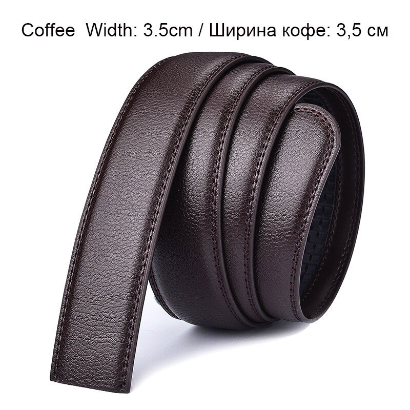Mærke læderrem mandlig bælte automatisk spænde bælter til mænd bælte bred herre bælte linning ceinture uden spænde: Kaffe 35mm / 130cm