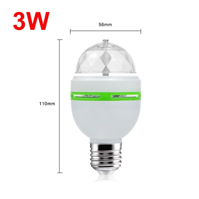 Farverig auto roterende scene disco lys  e27 3w 6w rgb ampul led lampe party pære til boligindretning belysning luces discoteca: 3w