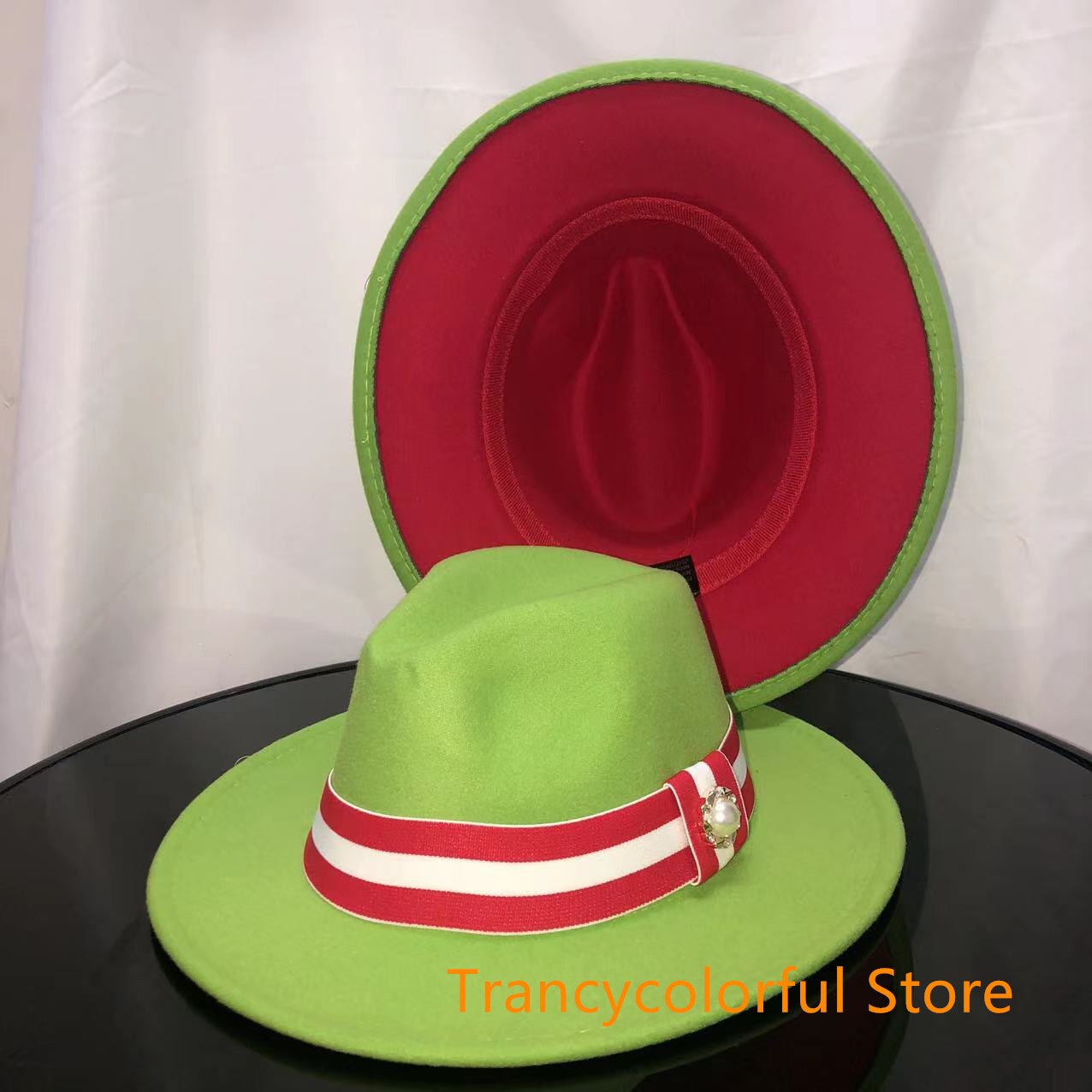 Sombrero de Fedora para hombre y mujer, sombrero de jazz con cinta elástica, accesorios blancos, sombrero de copa para iglesia, sombrero de invierno,: 5