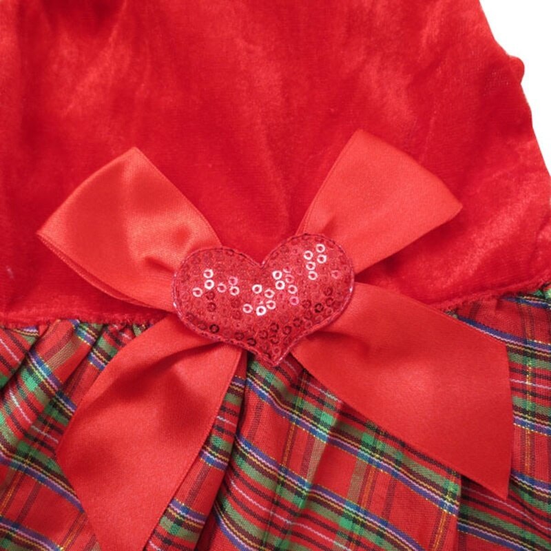 Mooie Puppy Plaid Bow Apparel Rode Jurk Kleding Hond Rok Voor Christmas Party WWO66