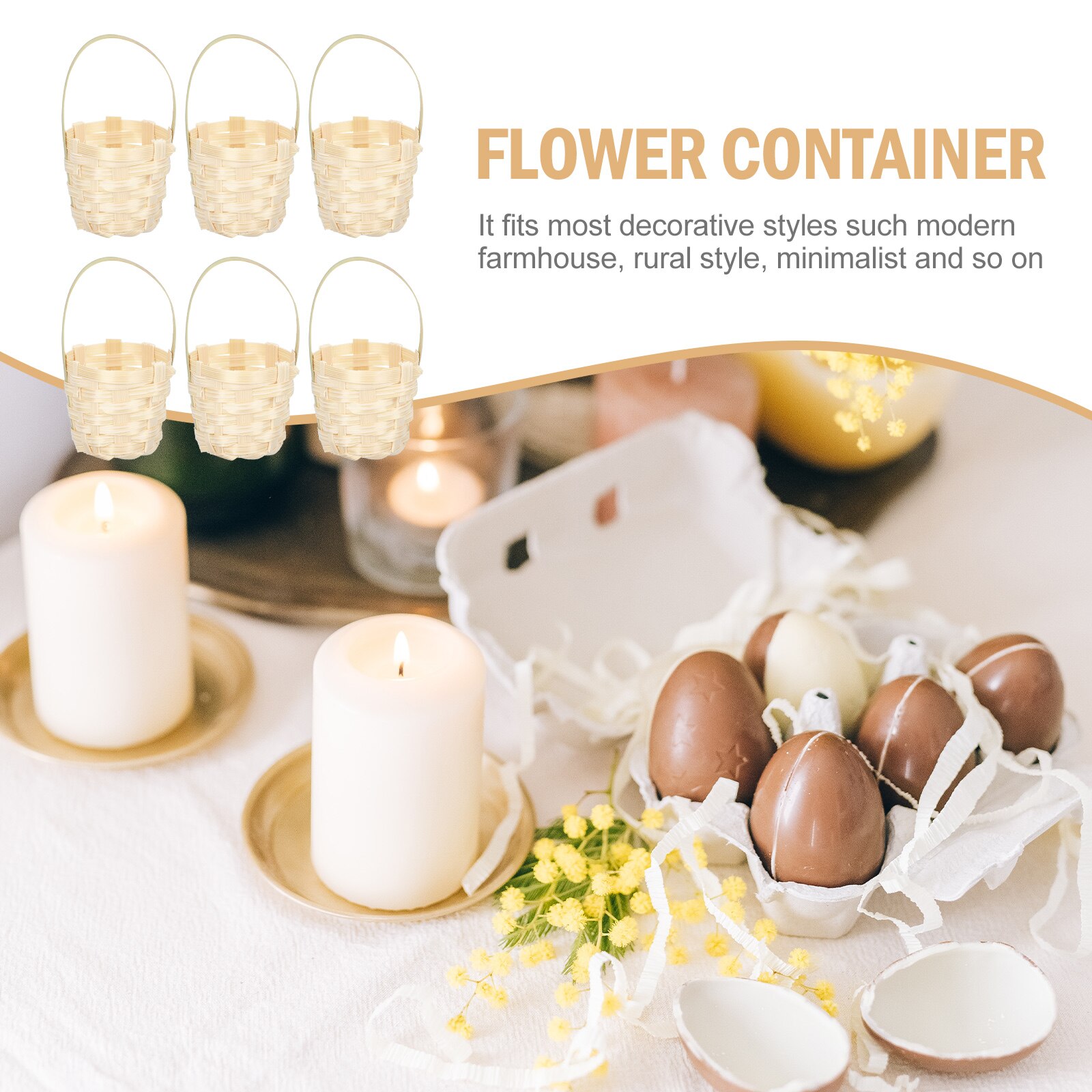 6pcs Woven Bamboo Easter Egg Storage Baskets Woven Easter Baskets