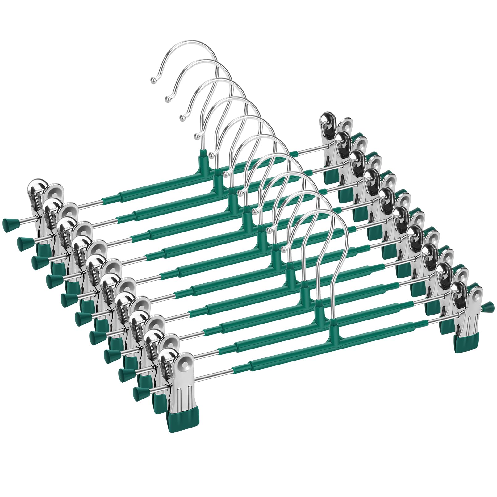 Rack Clip Stainless Steel Trousers Wardrobe Clip Anti-slip Clothespin Pants Clamp Clothes Hanger for Skirt: M / green