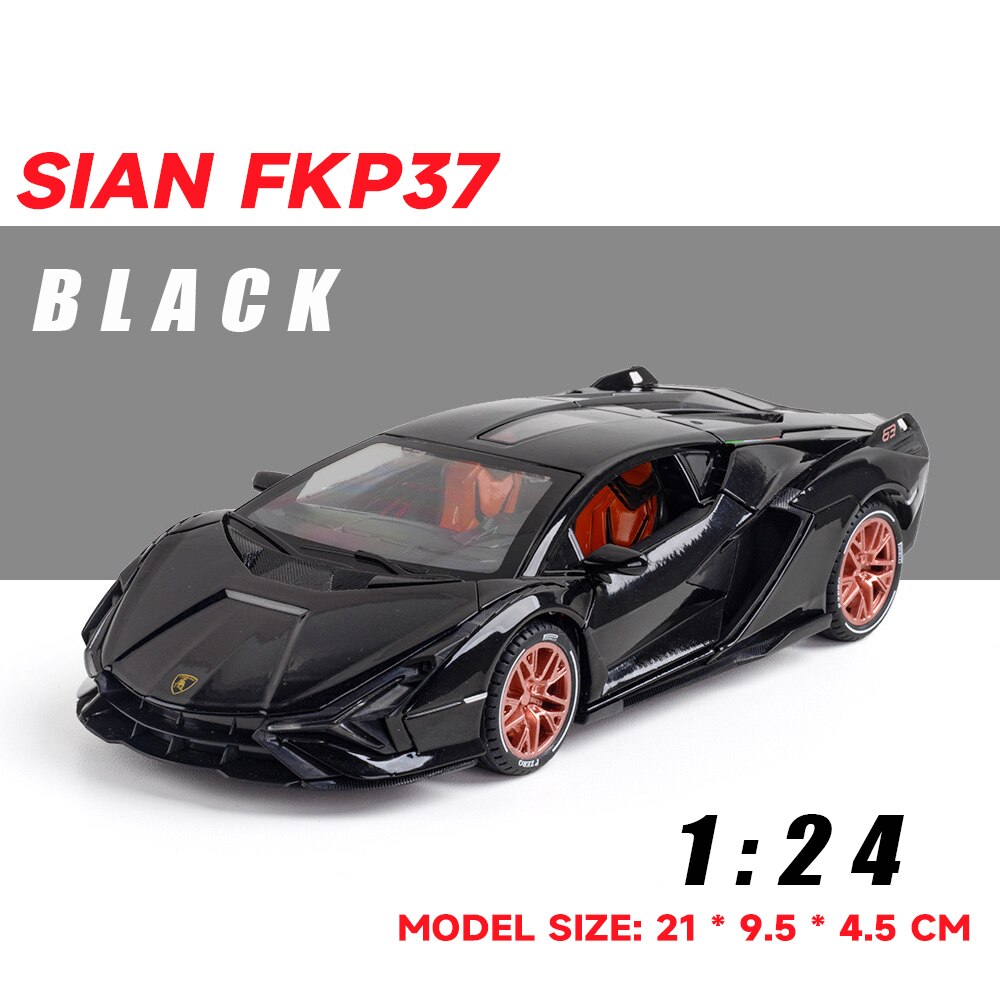 Miniatura Diecast 1:24 modello di auto in lega siano FKP37 Supercar collezione di veicoli in metallo per regalo per bambini giocattolo di compleanno bambini ragazzi: 1 24 SIAN Black