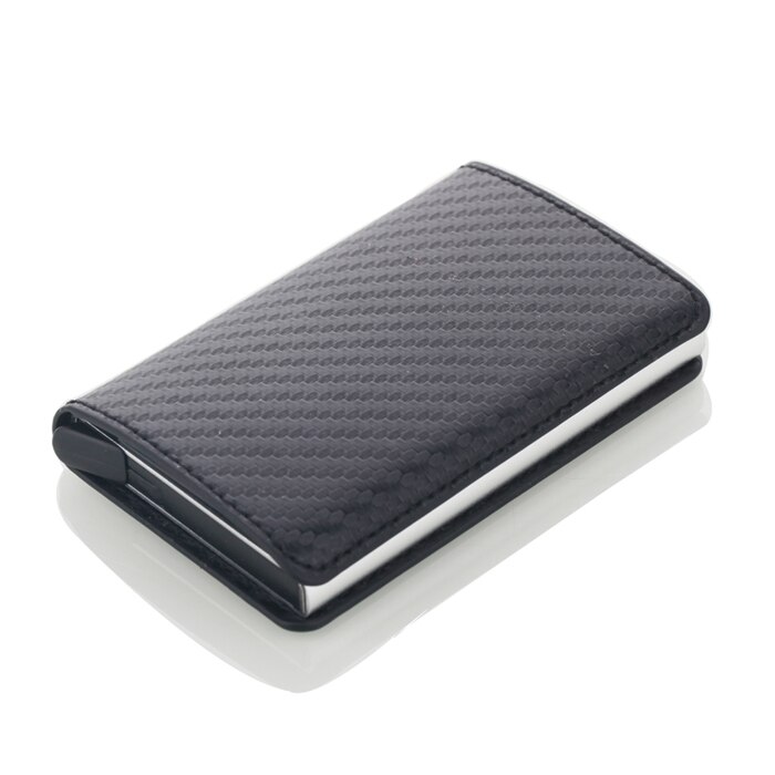 Business ID Card Case Men Credit Card Holders Automatic RFID Card Holder Aluminium Bank Card Wallets: Carbon fire black