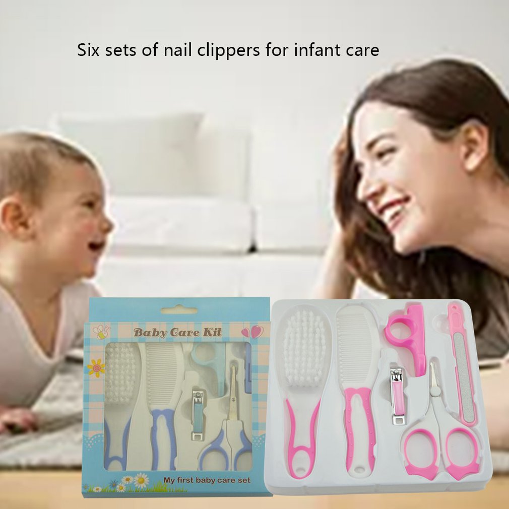 Maternal And Child Supplies Manicure Care Set Infant Baby Nail Scissors Comb Brush Nail Clipper 6 Piece Set