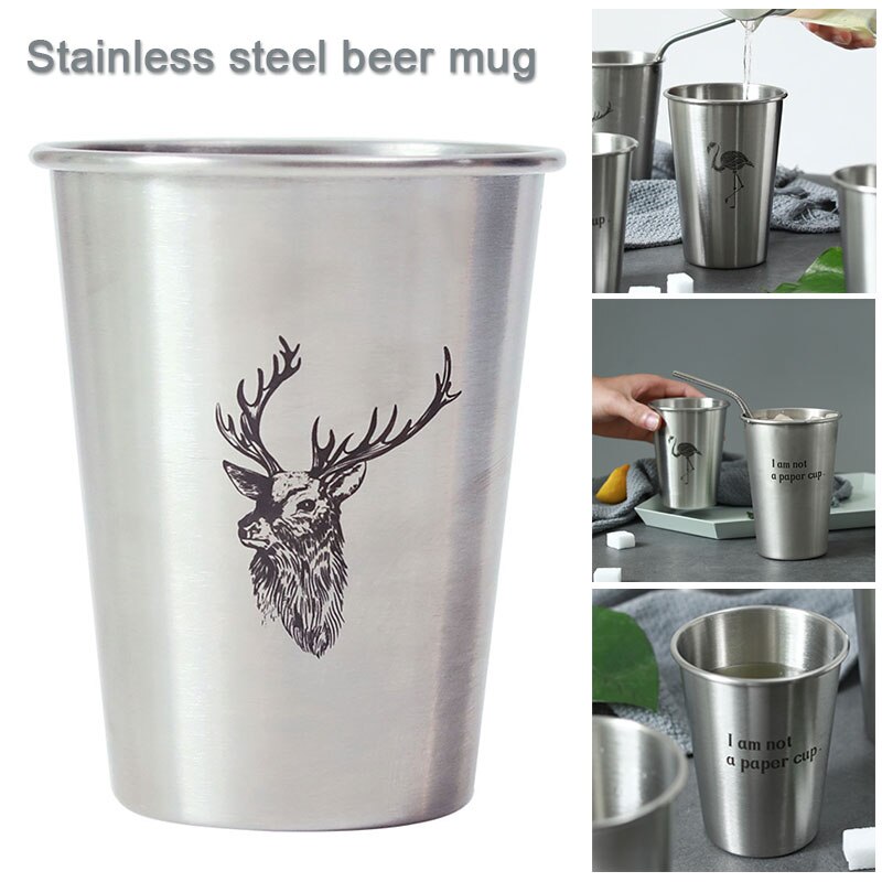 Metal krus sølv delikat metal kop vand kop 500ml kolde moderne flamingo træ zebra
