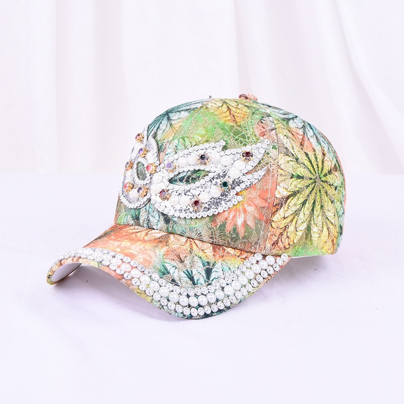 Sombrero de sol para mujer y niña, gorra de béisbol con diamantes de imitación y perlas, colorida, Snapback, Cool Star: 10