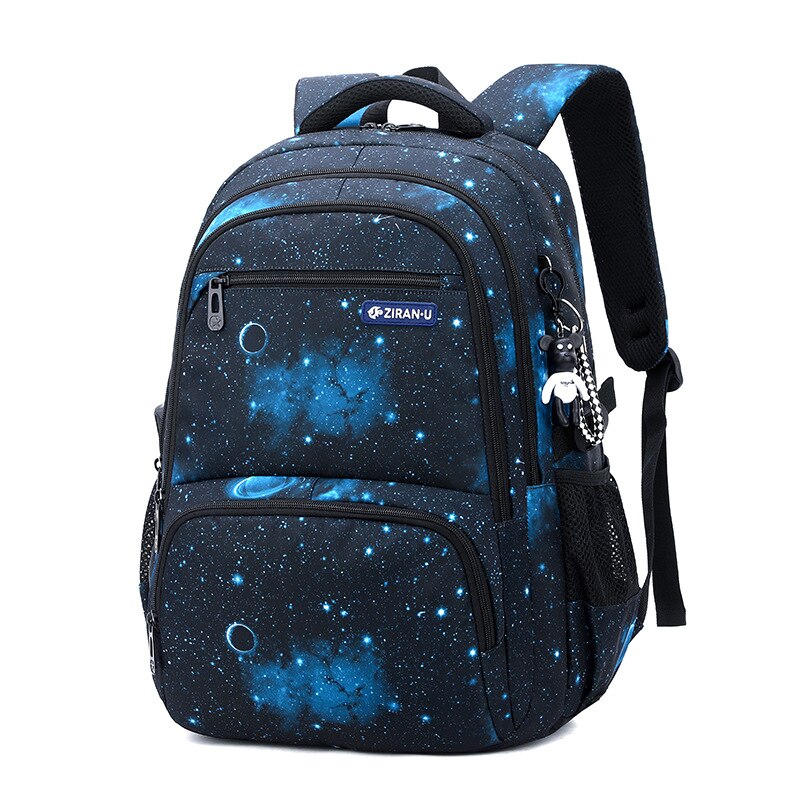 Waterdichte Nylon Schooltassen Voor Kinderen Schooltas Lichtgewicht Rugzak Meisjes Jongens Rugzakken Kids Schooltas Mochila Escolar: blue starry sky L
