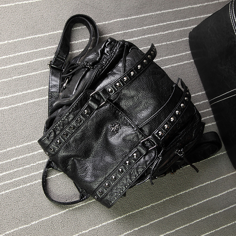 Student bag ] punk wind rivet backpack large capacity hiking backpack