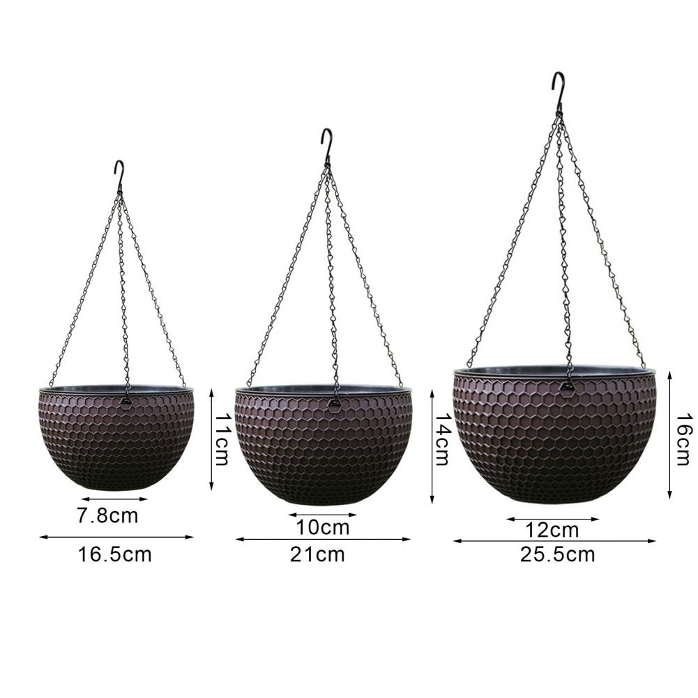 Hanging Flower Basket Imitation Honeycomb Self Water Absorption Waterproof Outdoor Resin Plant Hanger for Garden