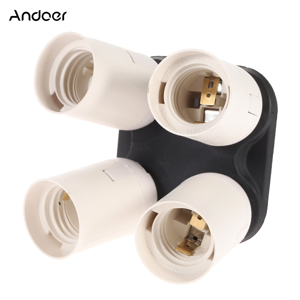 Andoer 4in1 Licht Lamp Houder Adapter Splitter E27 Socket voor Foto Video Film Studio Fotografie Softbox Accessoires