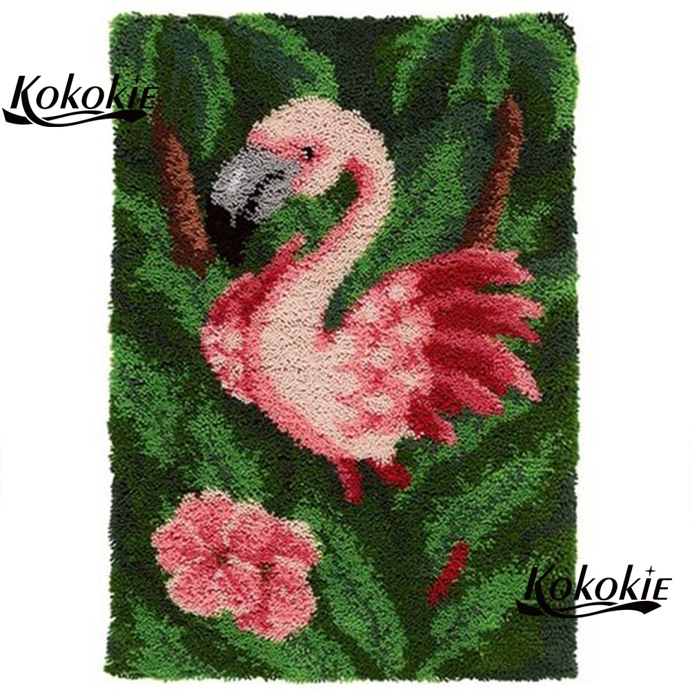 Diy Klink Haak Tapijt Tapestry Kits 3d Canvas Afdrukken Flamingo Foamiran Voor Handwerken Accessoires Knooppakket Klink Haak Kleed