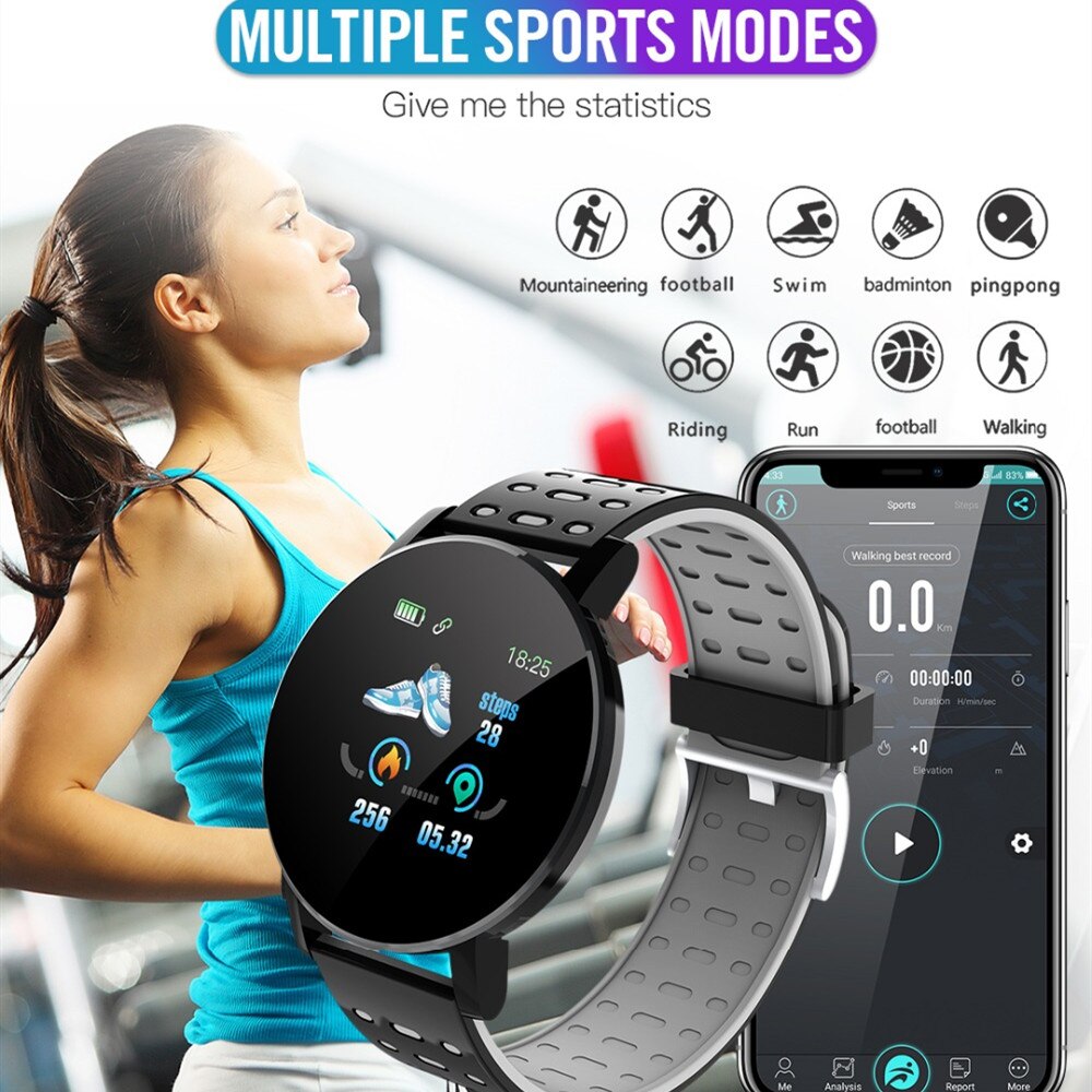 Bluetooth Smartwatch hommes pression artérielle femmes Sport fréquence cardiaque FitenessTracker Bracelet pour Android IOS montre intelligente ronde PK D20