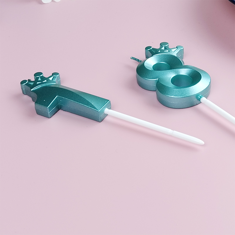 Tiffany Blue Cake Number 0-9 Candle Crown Birthday Boy Prince Party Celebration Birthday Cake Decoration