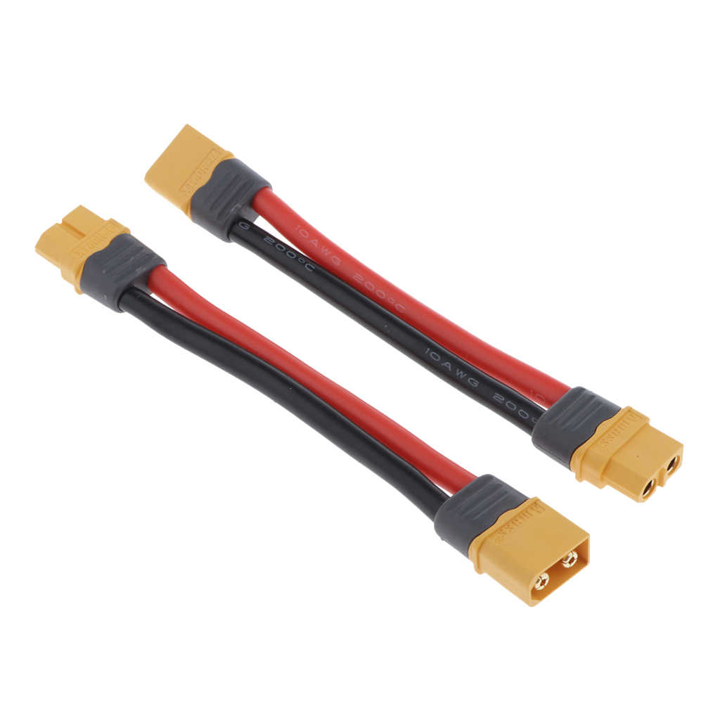 2 pacotes rc carregador 100mm xt60 plug macho fêmea cabo de extensão fio 10awg