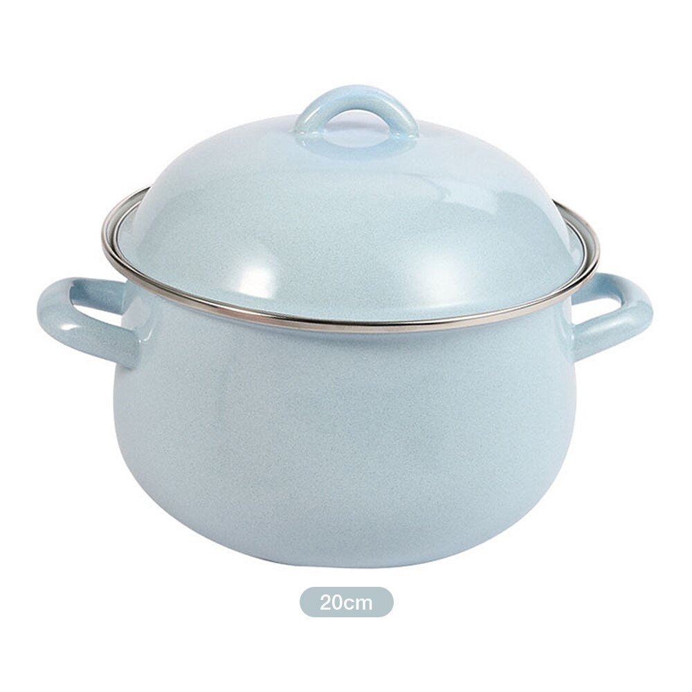 Garnki emaliowane z pokrywką wielofunkcyjne przybory kuchenne garnek robić zupy robić indukcyjnej kuchenki gazowej żywność dla niemowląt owsianka garnek narzędzia kuchenne: 20cm niebieski