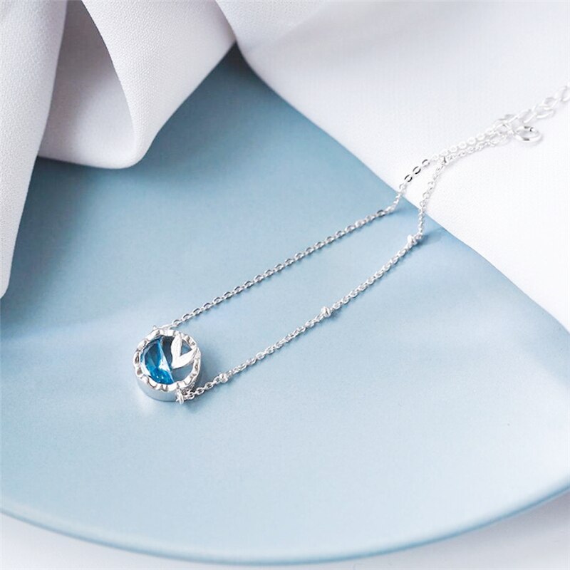 Sole Memory-cola de sirena de cristal azul, pulseras ajustables femeninas de Plata de Ley 925 SBR285