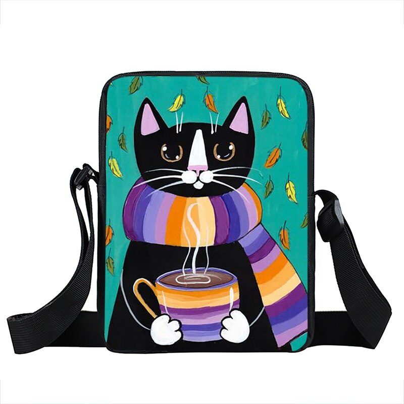 Sac à main Kawaii en forme de chat café pour femmes, sacoche à bandoulière de dessin animé chaton mignon, petite pochette de loisirs: XKBKFM06