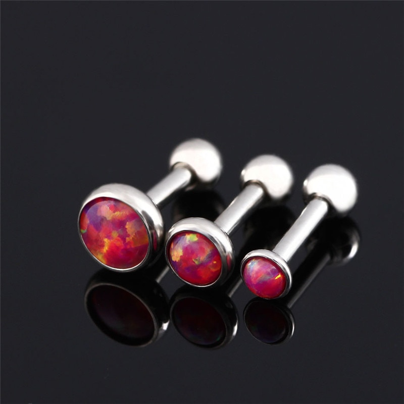 16G Acero inoxidable ópalo cartílago tragus de La Oreja hélice Piercing joyería del cuerpo barra perno 3.4.5mm Piercing joyería